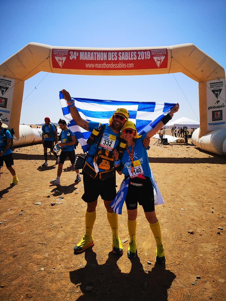 Ο Σπύρος Ροής στον τερματισμό του Marathon des Sables 2019